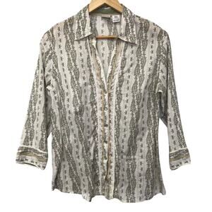 Duo Maternity Top Womens Small Snap Front Long Sleeve Light Weight Paisley